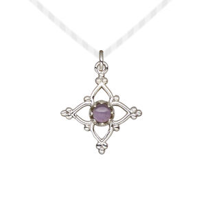 Amethyst / sterling silver 1pkg1, open beaded diamond drop natural antiqued 17x17mm