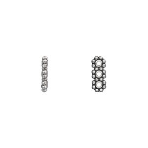 Spacer bar, antique silver-plated "pewter" (zinc-based alloy), 10x4mm 3-strand double-sided rectangle. Sold per pkg of 100.