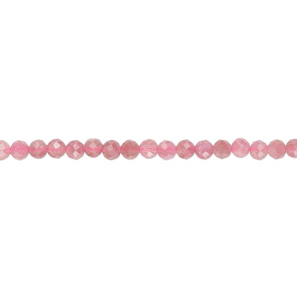 Pink tourmaline 1pkg1, faceted semi-round bead natural 15 inch 2.5-3mm image number 0