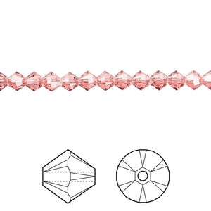 Bead 48pk rose peach, Crystal Passions® 4mm bicone 5328