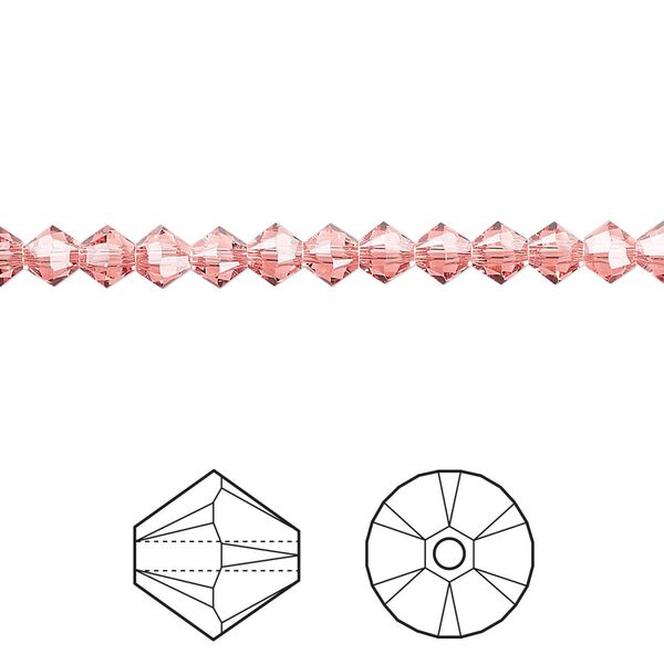 Bead 48pk rose peach, Crystal Passions® 4mm bicone 5328 image number 0