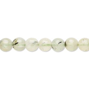 Prehnite 1pkg1, round bead natural 15 inch 6-8mm