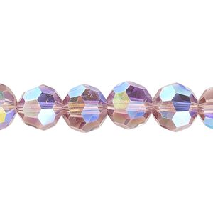 Bead 1pk 32 facets translucent medium purple AB, Celestial Crystal® 10mm round 15.5-16 inch