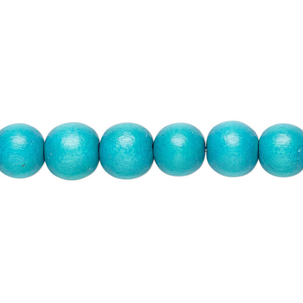 Bead, Taiwanese cheesewood (dyed / waxed), turquoise blue, 7-8mm round. Sold per pkg of (2) 15-1/2" to 16" strands. image number 0