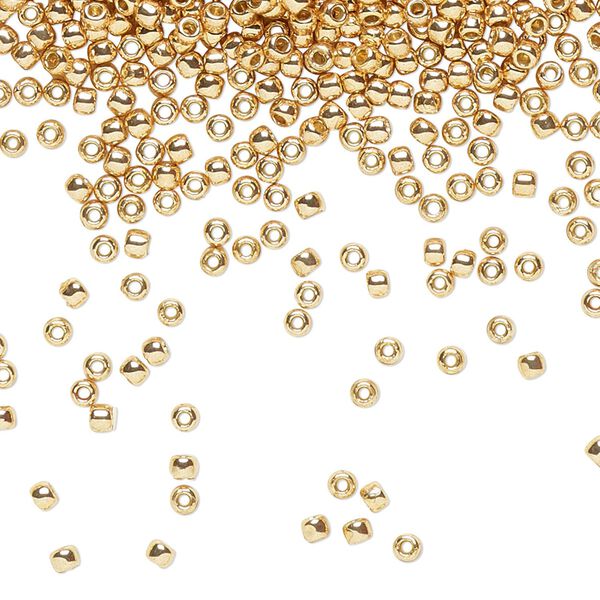Seed bead, TOHO BEADS®, glass, pkg/250g, #11 round, opaque galvanized PermaFinish rose gold (TR-11-PF551). image number 0