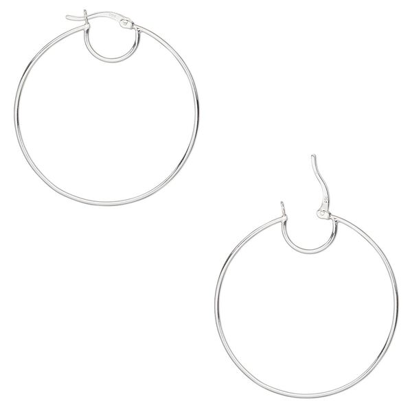Hoop, sterling silver, 40mm round with closed loop, 19 gauge. Sold per pair. image number 0