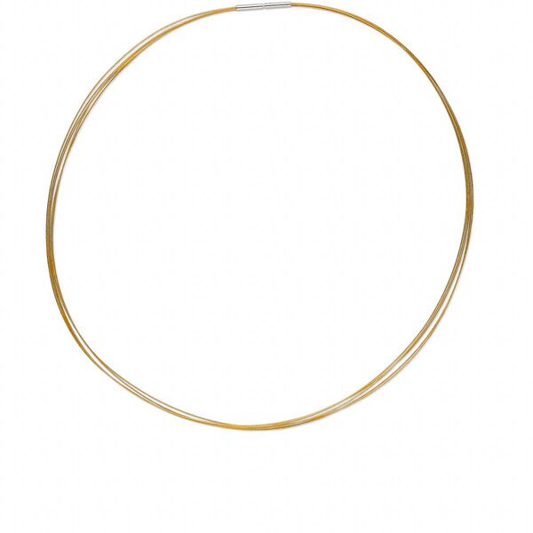 Necklace, plastic coated stainless steel, gold, 5-strand choker-style, 18-inches. Sold individually. image number 0