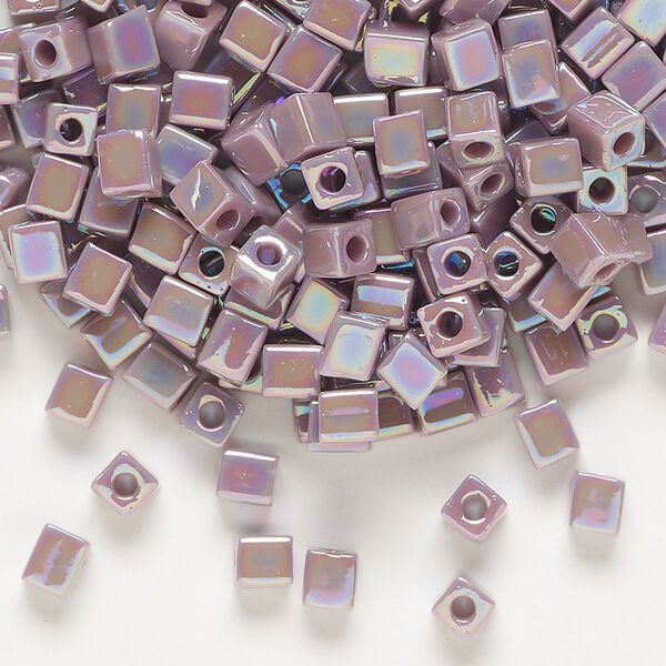 Seed bead, Miyuki, glass, pkg/250g, 3.5-3.7mm square, opaque rainbow violet (SB-410R). image number 0