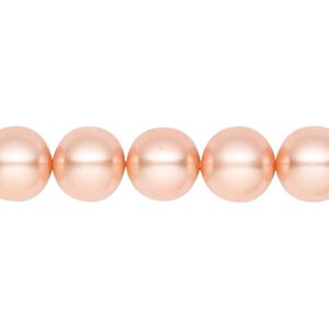 Bead, crystal pearl, peach, 10mm round. Sold per pkg of (2) 15-1/2" to 16" strands, approximately 80 beads.