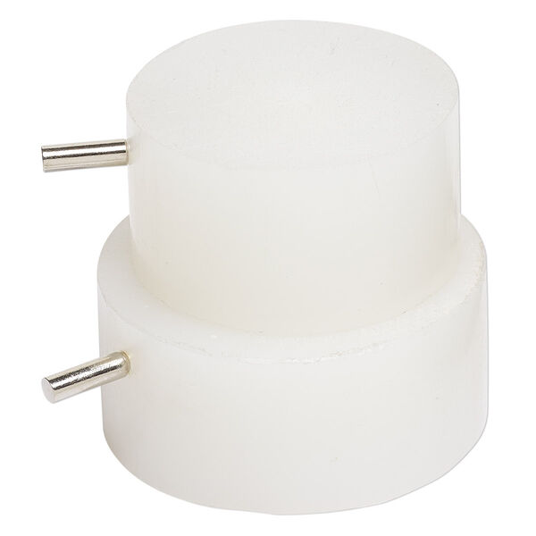 3D bracelet jig sizing drum, Beadalon® Artistic Wire®, acrylic and steel, white, 1-1/2 x 1-inch and 2x1-inch drum with 23x3.5mm peg. Sold per 4-piece set. image number 0