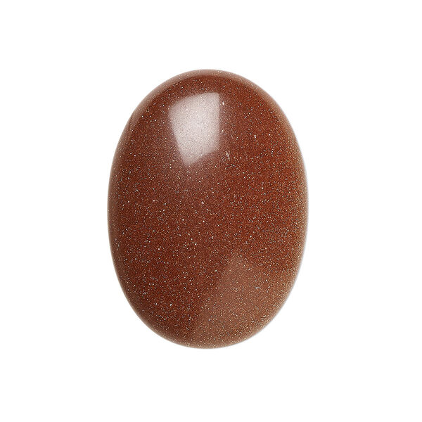 Cabochon, brown goldstone (glass) (man-made), 25x18mm calibrated oval. Sold individually. image number 0
