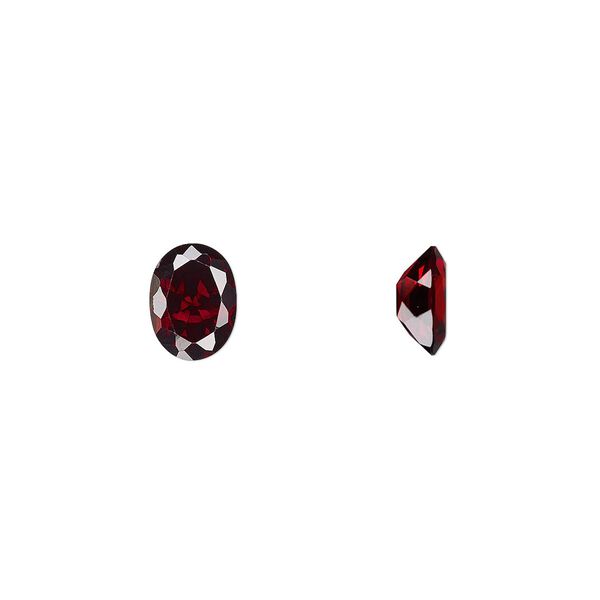 Gem, cubic zirconia, garnet red, 8x6mm faceted oval, Mohs hardness 8-1/2. Sold per pkg of 2. image number 0