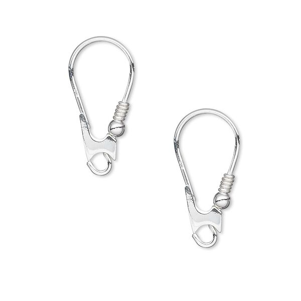 Ear wire, sterling silver, 20x10mm with coil and 2.5mm ball with open loop, 20 gauge. Sold per pkg of 10 pairs. image number 0