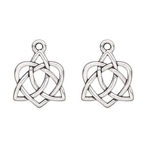 Charm, TierraCast®, antique silver-plated "pewter" (tin-based alloy), 17x16mm double-sided Celtic heart with cutout design. Sold per pkg of 2.