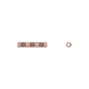 Bead, antique copper-plated "pewter" (zinc-based alloy), 14x2mm double-sided tube. Sold per pkg of 50.