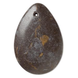 Portoro marble 1pkg1, puffed flat back teardrop focal natural 40x29mm-45x32mm