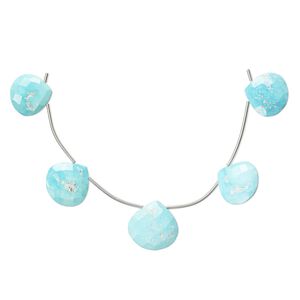 Imperial crown turquoise 1pkg5, hand-cut top-drilled faceted puffed teardrop bead natural 13-18mm