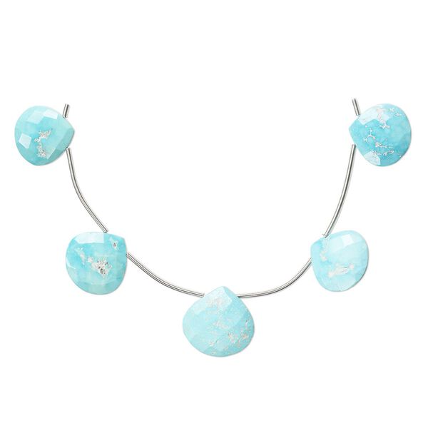 Imperial crown turquoise 1pkg5, hand-cut top-drilled faceted puffed teardrop bead natural 13-18mm image number 0