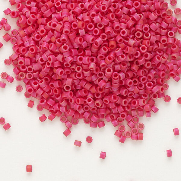 Seed bead, Delica®, glass, pkg/7.5g, #11 round, opaque matte luster red (DB-0362). image number 0