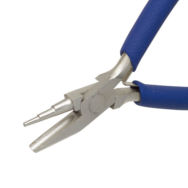 Pliers, wire-wrapping stepped and concave 1pkg1, foam and nickel-plated high-carbon steel, purple, 5 inches with satin finish. image number 1