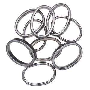 Bead frame, gunmetal-finished "pewter" (zinc-based alloy), 19x14mm oval. Sold per pkg of 10.