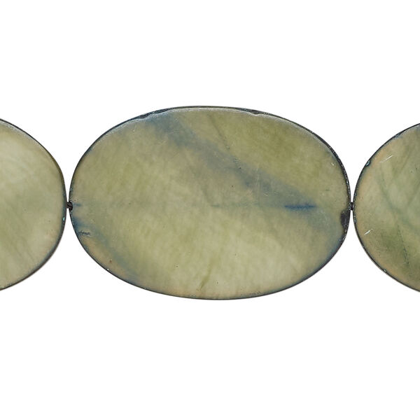 Mother-of-pearl shell 1pkg1, flat oval bead 15 inch grey steel 30x20mm image number 0