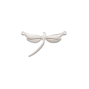 Link, stainless steel, 19x12.5mm double-sided dragonfly. Sold per pkg of 2.