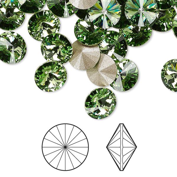 Chaton 48pk peridot foil back, Crystal Passions® 8.16-8.41mm rivoli SS39 1122 image number 0