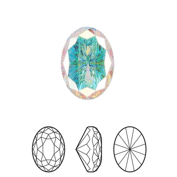 Fancy stone 24pk crystal AB foil back, Swarovski® 18x13mm magical oval 4160 image number 0