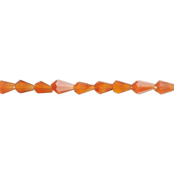 Carnelian 1pkg1, hand-cut faceted teardrop bead 15 inch 4x3mm-5x4mm image number 0