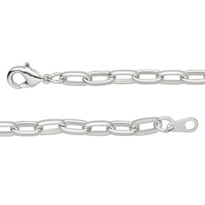 Chain 1pkg1 silver-plated paperclip, 4mm / lobster claw clasp, steel 18 inch