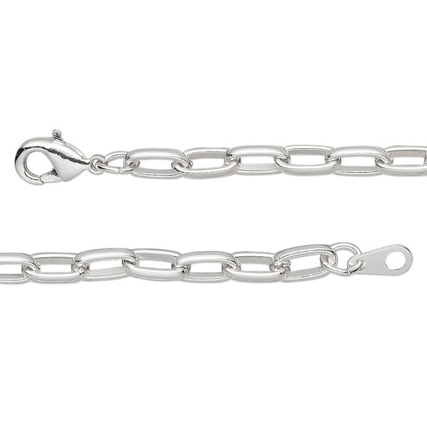 Chain 1pkg1 silver-plated paperclip, 4mm / lobster claw clasp, steel 18 inch image number 0