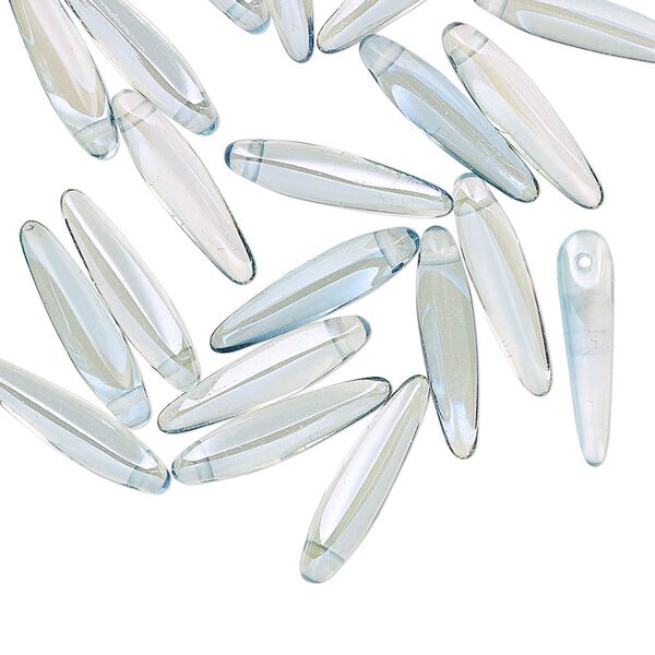 Bead, Preciosa Thorn™, Czech pressed glass, clear smoky blue, 16x4mm top-drilled thorn. Sold per pkg of 20. image number 0