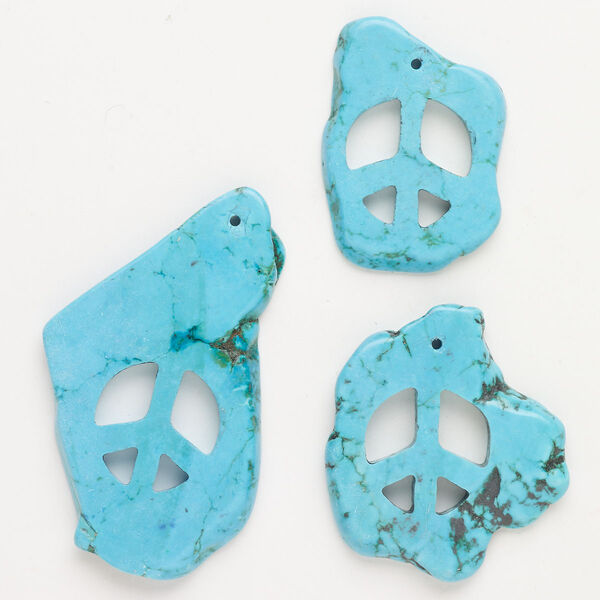 Focal magnesite 3pk 33x30mm-68x45mm flat freeform C grade, turquoise blue dyed image number 0
