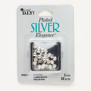 Brass 1pkg30, earnut silver-plated 5mm