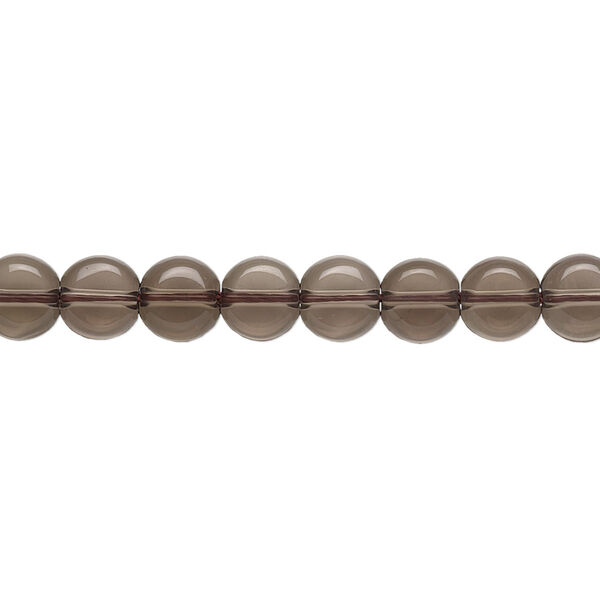 Bead, smoky quartz (heated / irradiated), light to medium, 6mm flat round, B grade, Mohs hardness 7. Sold per 15-1/2" to 16" strand. image number 0