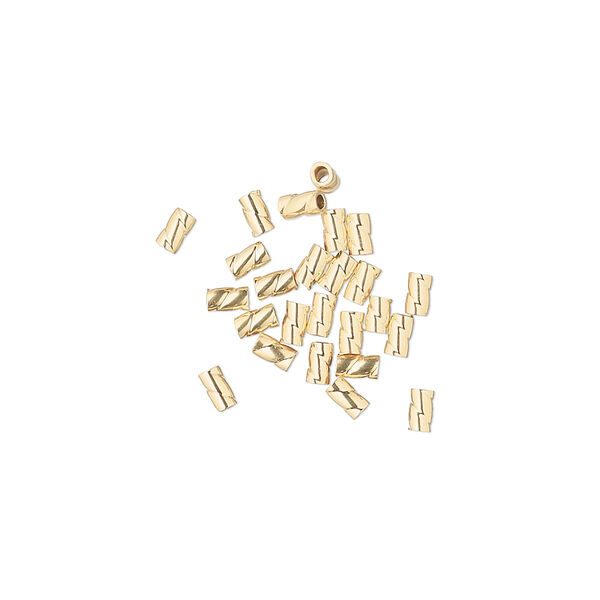 Crimp, 14Kt gold-filled, 3x2mm twisted round tube, 1mm inside diameter. Sold per pkg of 25. image number 0
