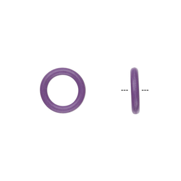 Component, Oh! Ring™, silicone, purple, 12mm round with 8mm hole. Sold per pkg of 200. image number 0