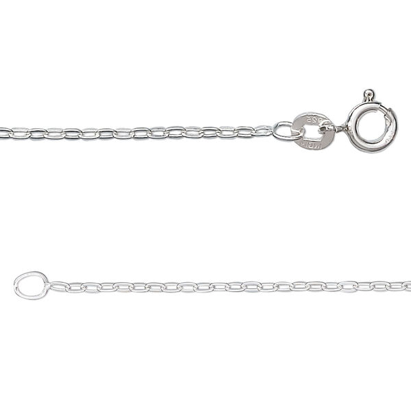 Chain, sterling silver, 1.4mm long link cable, 24 inches. Sold individually. image number 0