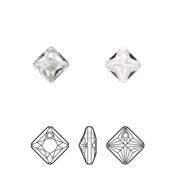 Drop 72pk crystal, Swarovski® 9mm pendant princess cut 6431 image number 0