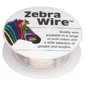 Wire, Zebra Wire™, silver-plated copper, round, 22 gauge. Sold per 15-yard spool.