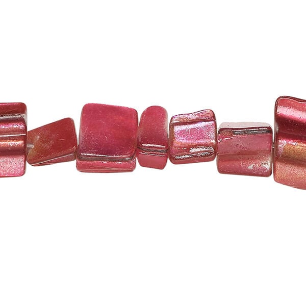Mother-of-pearl shell 1pkg1, triangle tube bead 14 inch dark scarlet 8x5mm-12x9mm image number 0