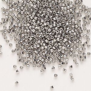 Seed bead, Delica®, glass, pkg/250g, #11 round, opaque palladium-plated (DB-0038).