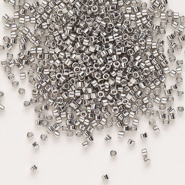 Seed bead, Delica®, glass, pkg/250g, #11 round, opaque palladium-plated (DB-0038). image number 0