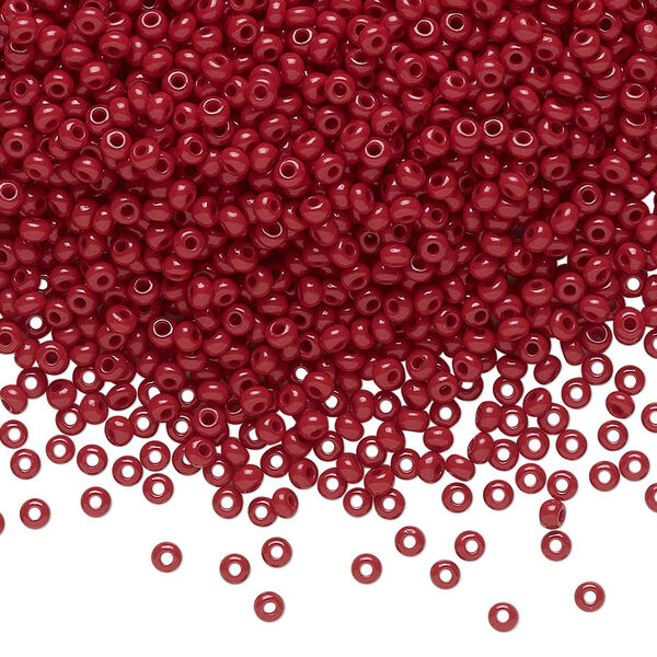 Seed bead, Preciosa Ornela Czech glass, pkg/50g, #11 rocaille, opaque red coral, (93310). image number 0