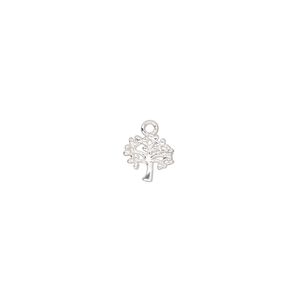 Charm, sterling silver, 7.5 x 7mm single-sided tree. Sold per pkg of 2.