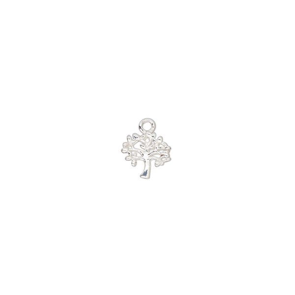 Charm, sterling silver, 7.5 x 7mm single-sided tree. Sold per pkg of 2. image number 0