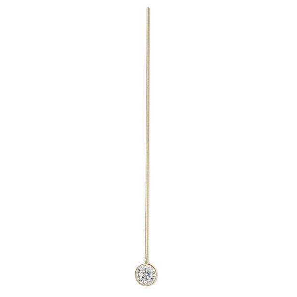 Head pin, cubic zirconia and 14Kt gold-filled, clear, 1-1/2 inches with 3mm faceted round, 24 gauge. Sold individually. image number 0