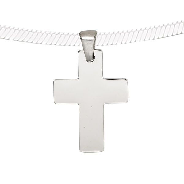Pendant, stainless steel, 25x18mm cross. Sold individually. image number 0
