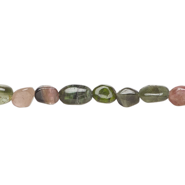 Multi-tourmaline 1pkg1, hand-cut puffed oval bead natural 13 inch 6x5mm-8x6mm image number 0